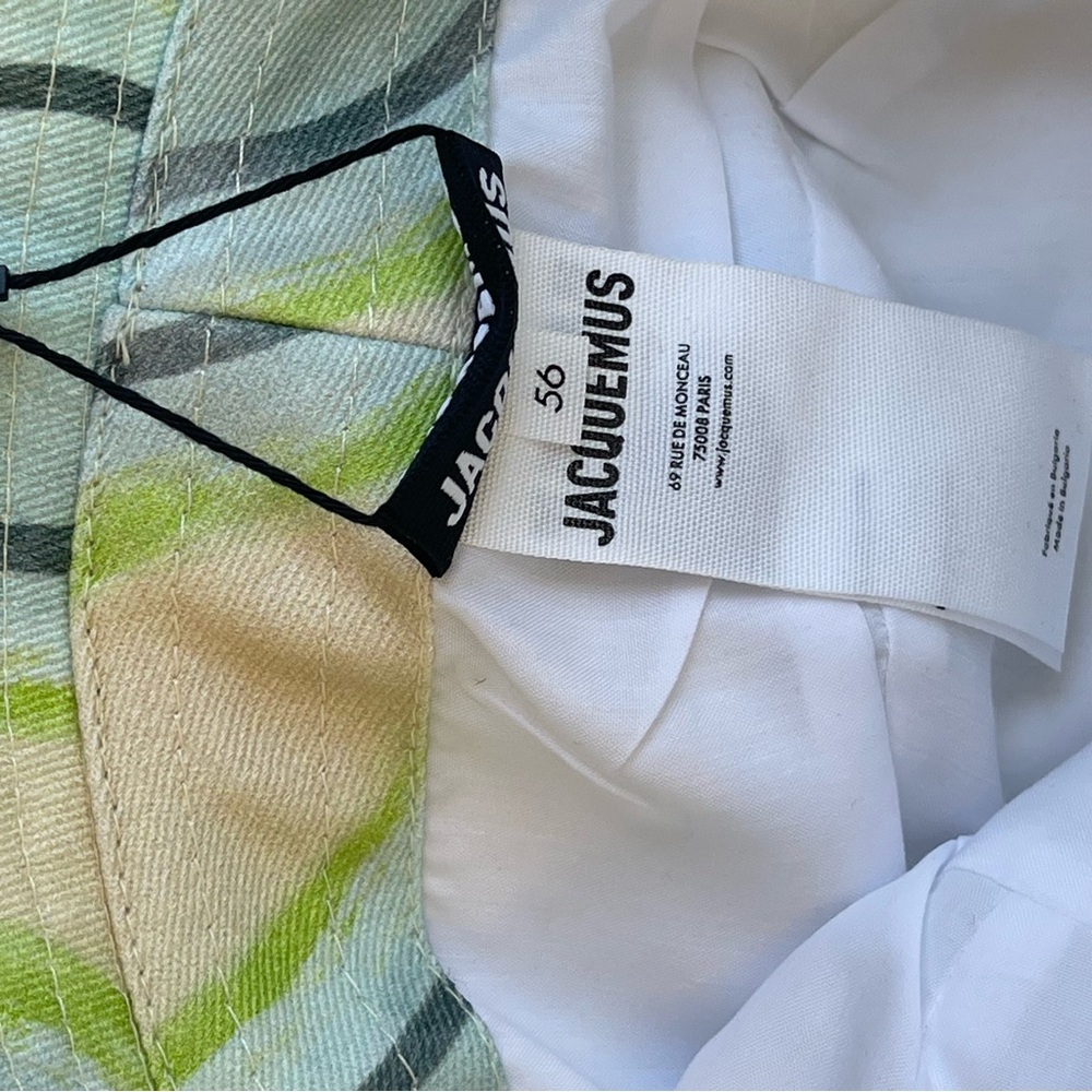 NWT Jacquemus Bucket Hat Le Bob Gadjo Unisex in Blue / Grey Stripe Le Raphia - Picture 16 of 16